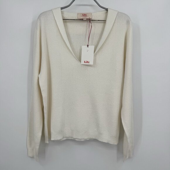 Kilte Collection Cotton-Cashmere Claire Sailor Pullover Sweater size L/XL Ivory
